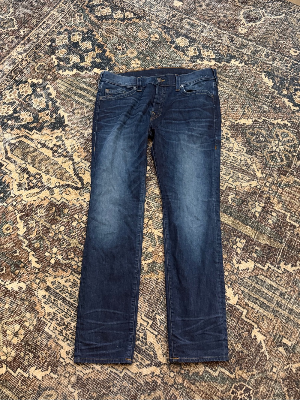 True Religion Dark Blue Straight-Leg Jeans 38 ROCCO